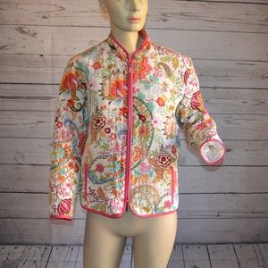 Silk Club Collection Floral Paisley Zipper JacketM